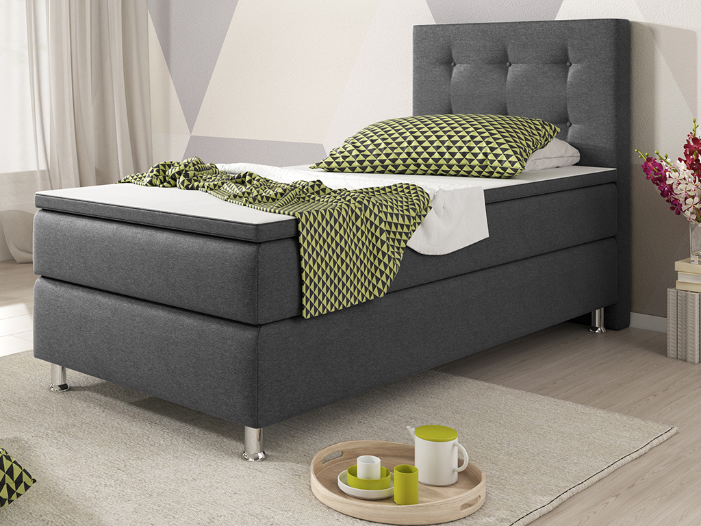 IHG Boxspringbett Köln 90x200 Webstoff Anthrazit
