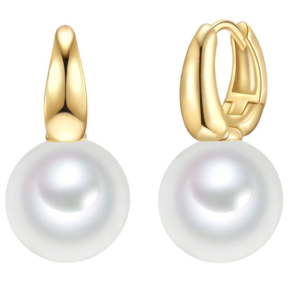 Rafaela Donata Créoles en perle Argent sterling Perles organiques en Or jaune Boucles d'oreilles