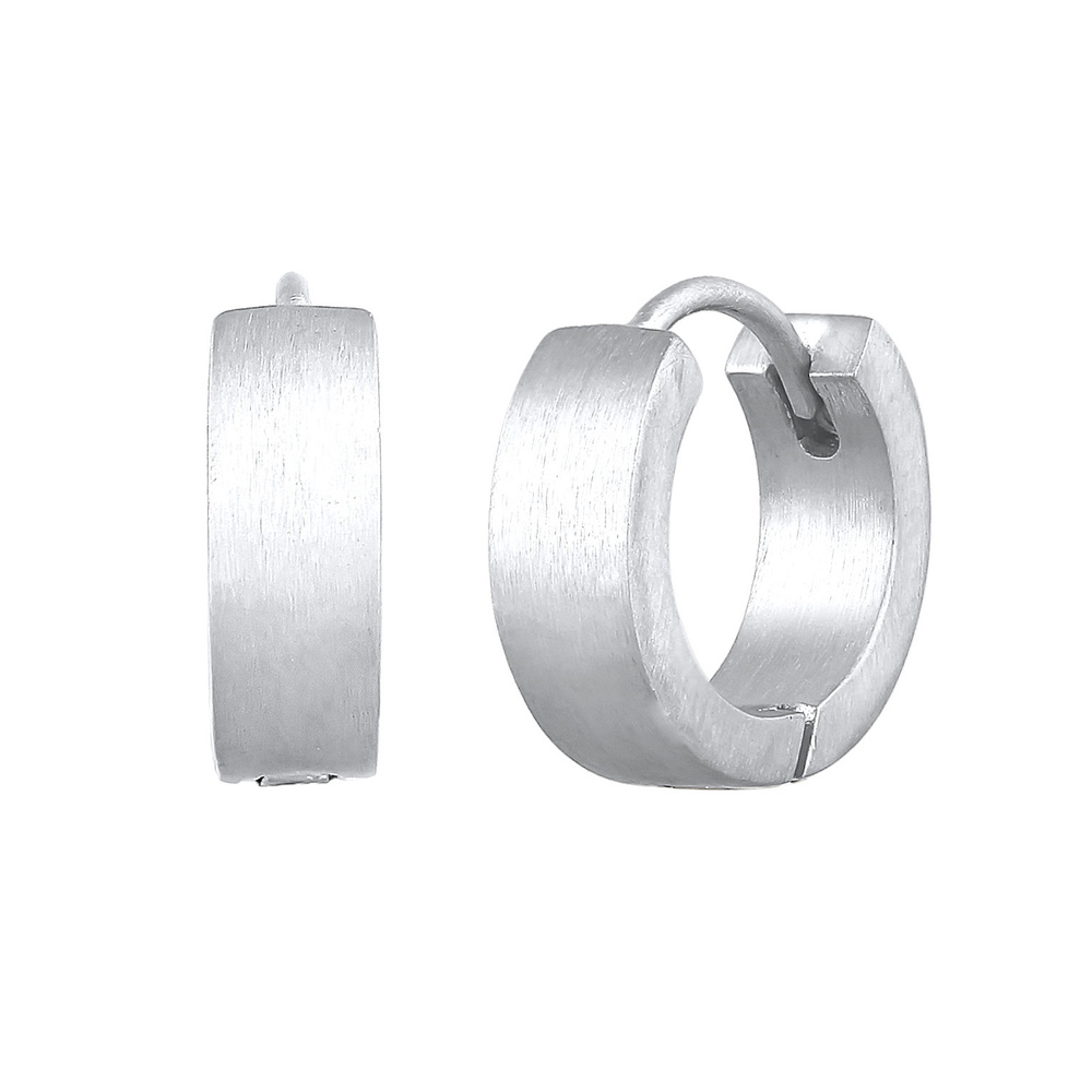 KUZZOI KUZZOI Boucles d'Oreilles Mens Creoles Matt Trend Robust en argent sterling 925 p Boucles d'oreilles