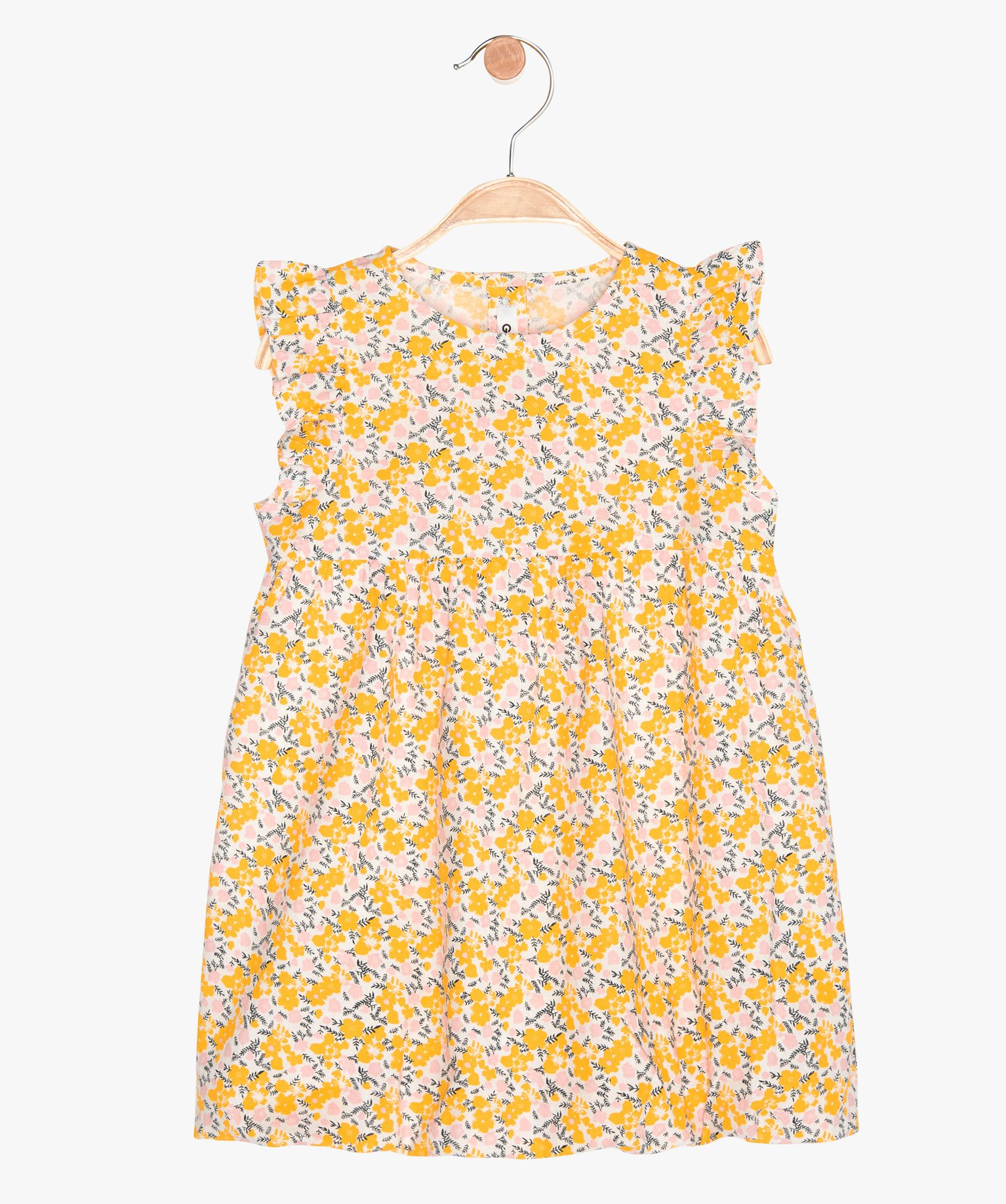 Robe bébé fille à motifs fleuris avec emmanchures à volants multicolore | GEMO