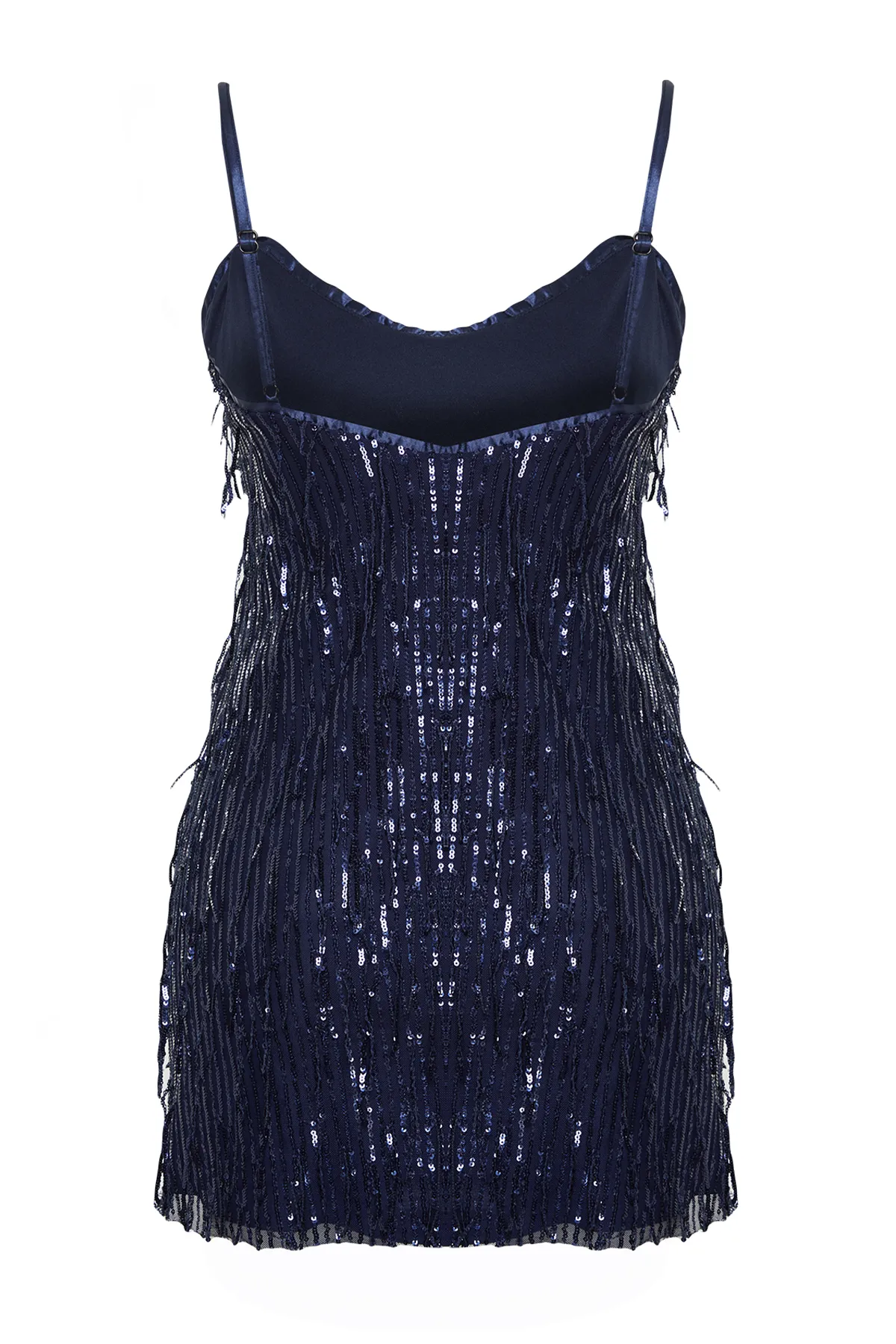 Trendyol Collection  Marineblaues, mit Pailletten besetztes, elegantes Abendkleid TPRSS24EL00053