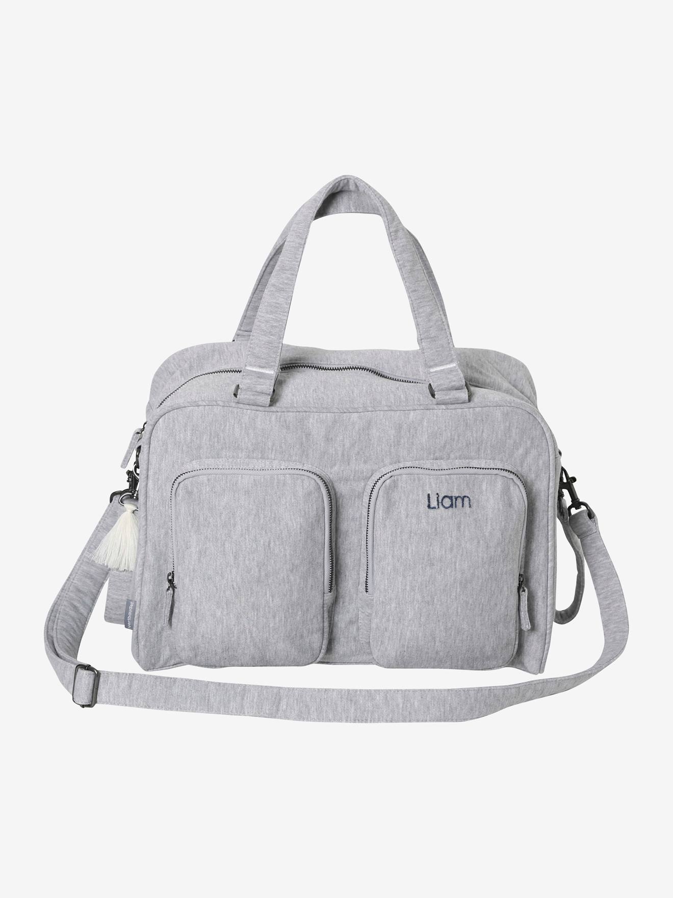Vertbaudet Wickeltasche FAMILY, Sweatware, personalisierbar - grau meliert