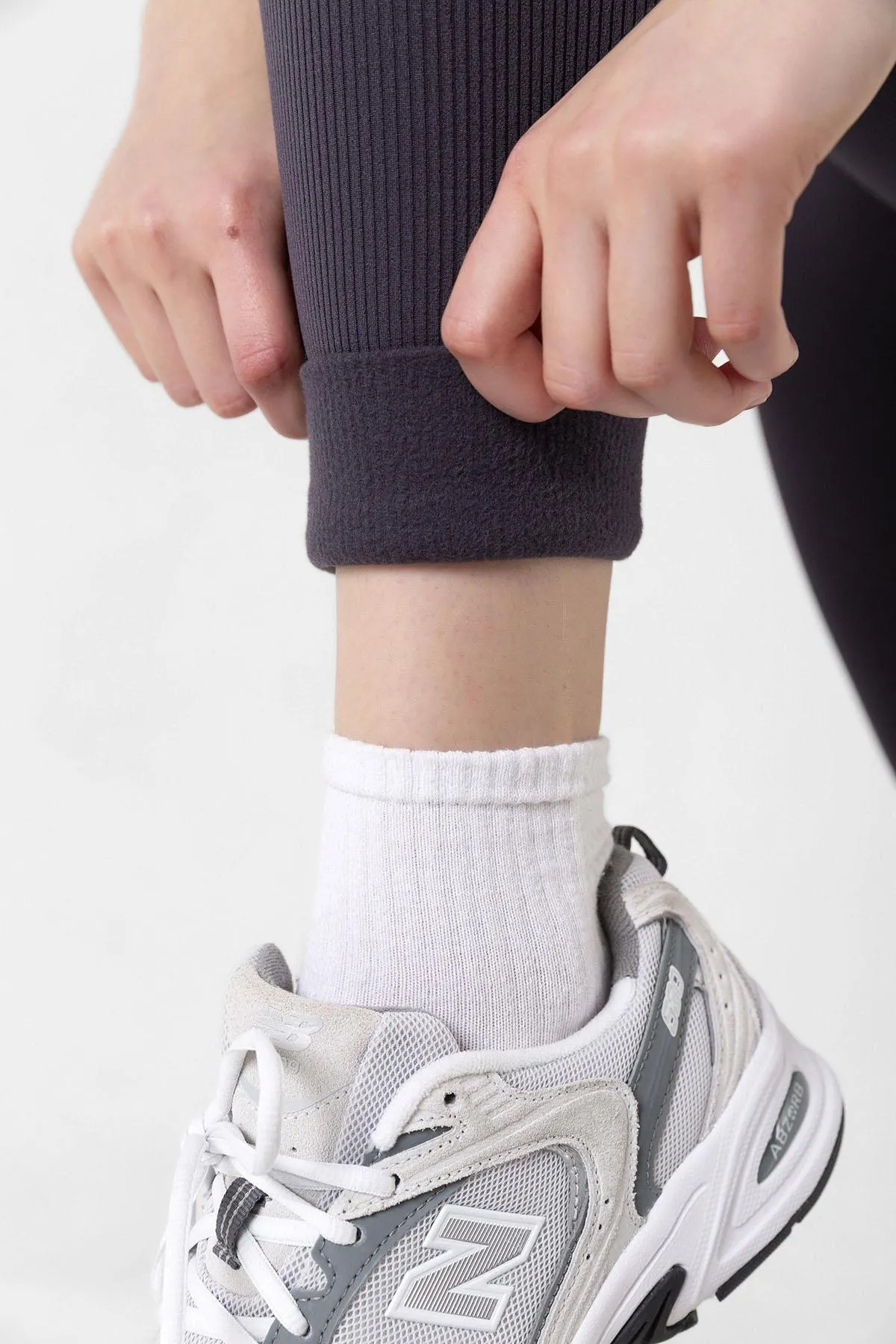 Domoda  Innenseite aus geräuchertem Fleece, elastisch, erhöht, gerippt, Interlock-Winterstrick-Leggings mit Raffung @verona