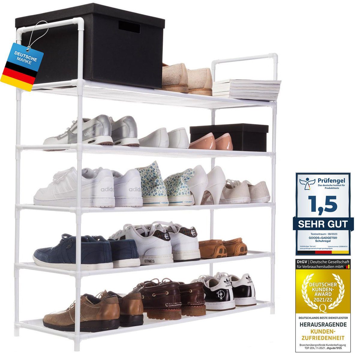 Goods+Gadgets Schuhregal Schuhablage Schuhschrank, 25 Paar Schuhe, XXL Schuhständer Regal