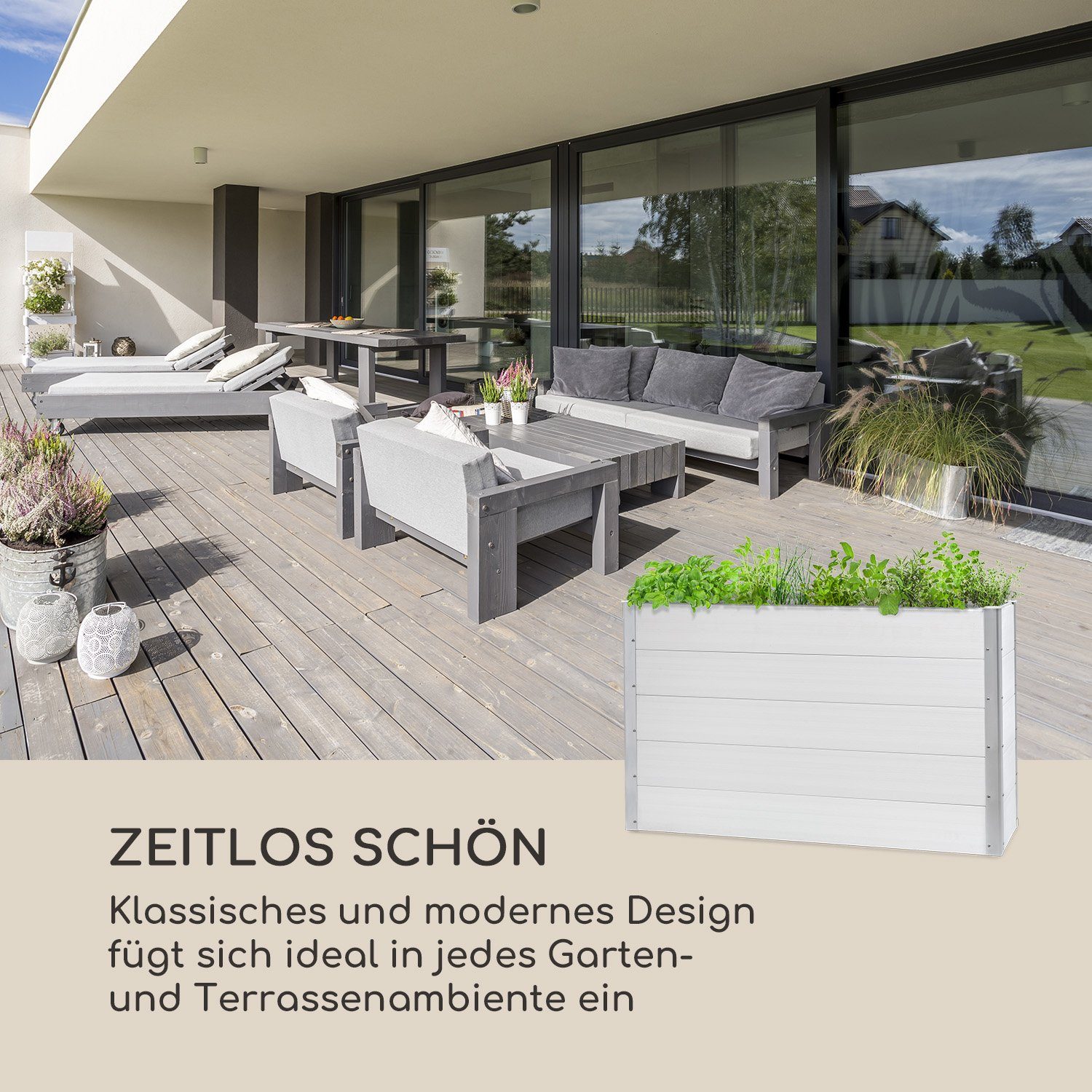 blumfeldt Hochbeet Nova Grow, Pflanzkübel Outdoor Balkon außen groß WPC Garten
