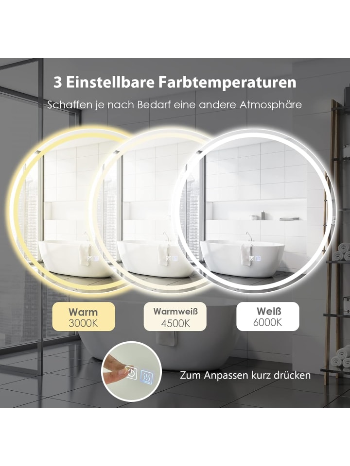 COSTWAY LED-Spiegel in Silber günstig kaufen 60 cm