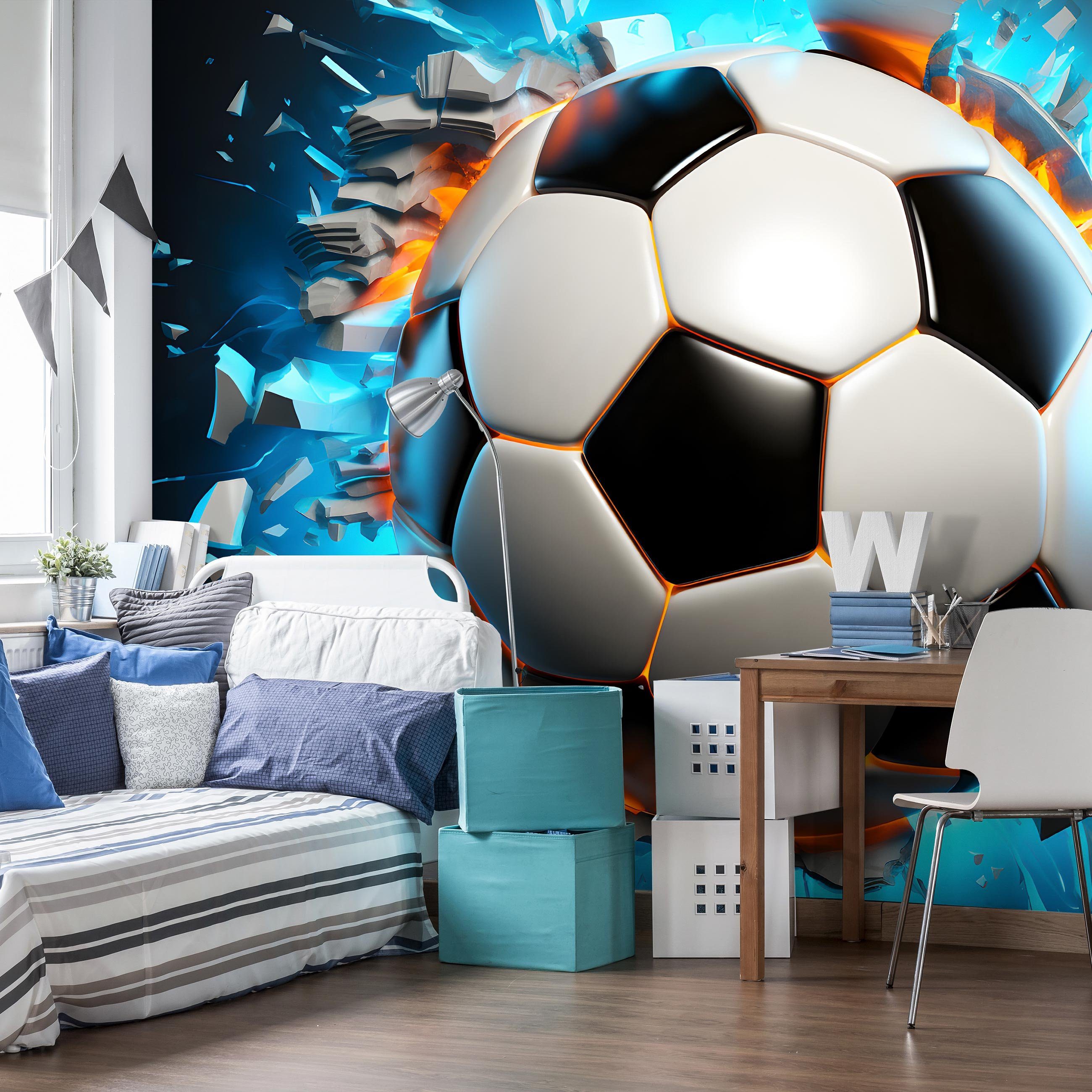 Wallarena Fototapete Kinderzimmer Jungen Fußball 3D Effekt Vlies Tapete Vliestapete, Glatt Vlies Struktur Vinyl, Kinder, Jugend, Tapete inklusive Kleister Vliestapete Motivtapete