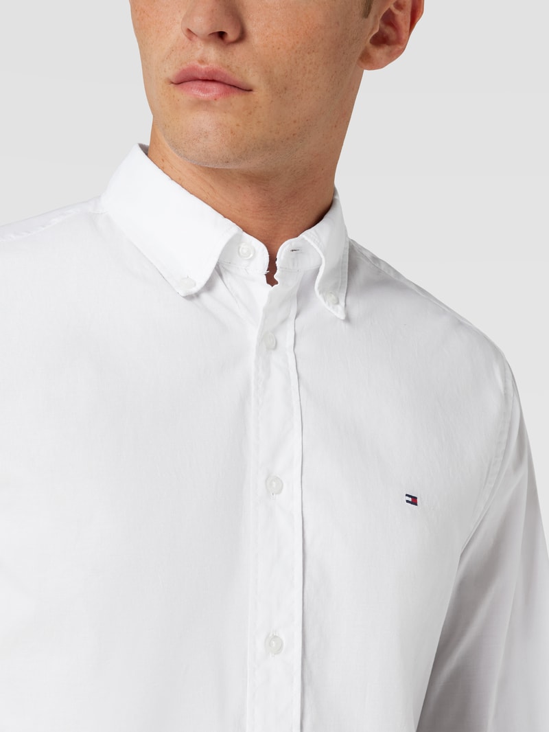 Freizeithemd mit Logo-Stitching Modell 'CORE FLEX POPLIN' in weiß