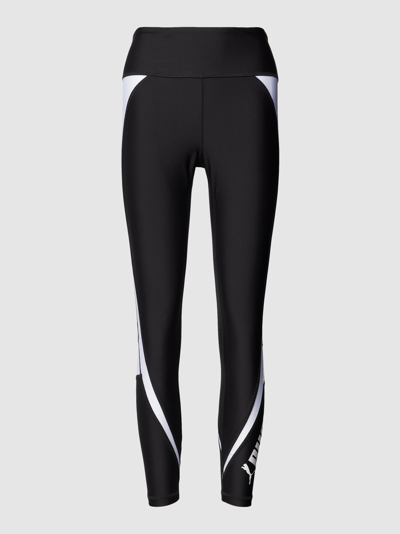 Leggings mit Label-Print in schwarz