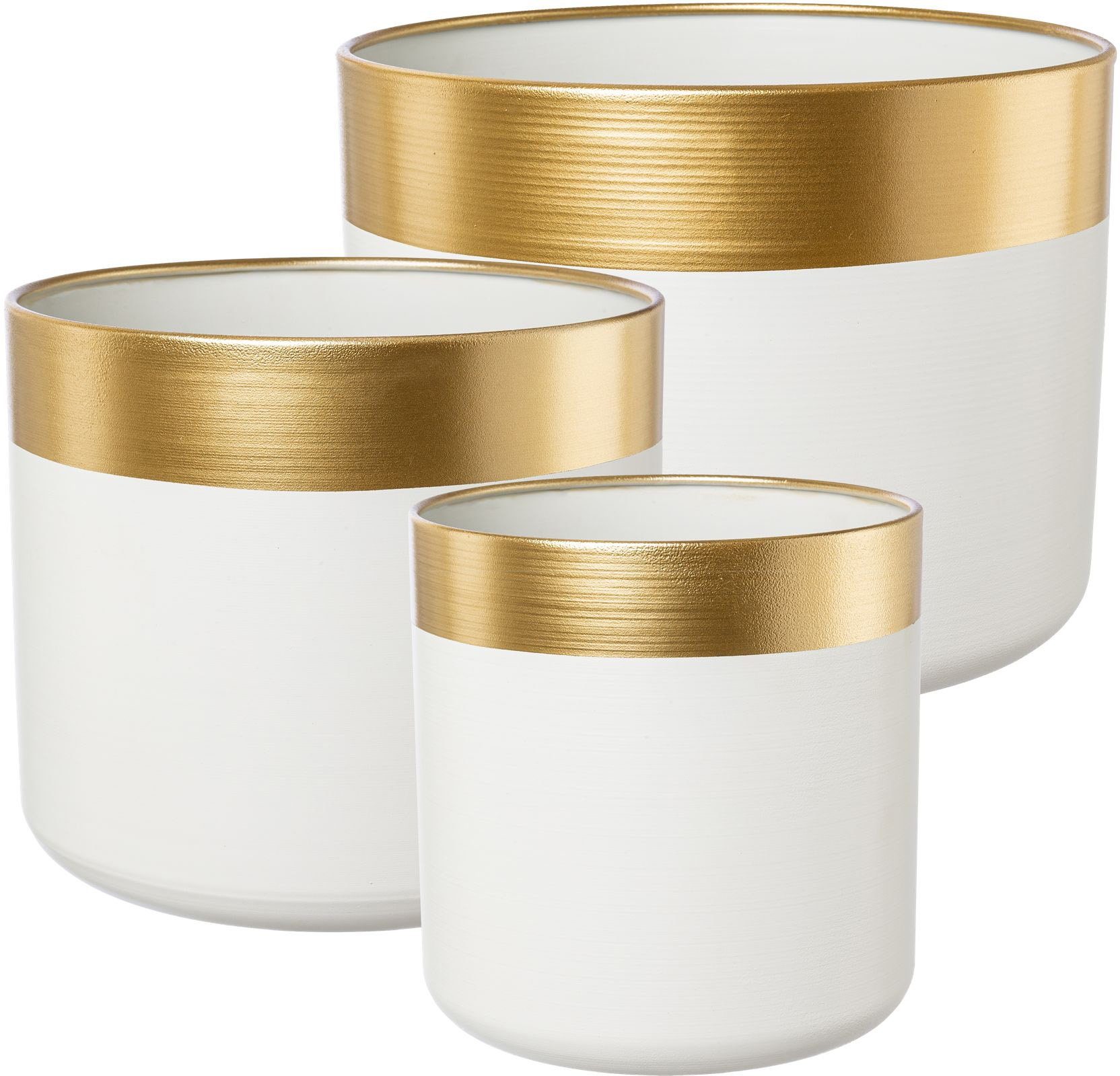 Creativ deco Übertopf Golden Winter, Weihnachtsdeko (Set, 3 St), im zweifarbigen Design