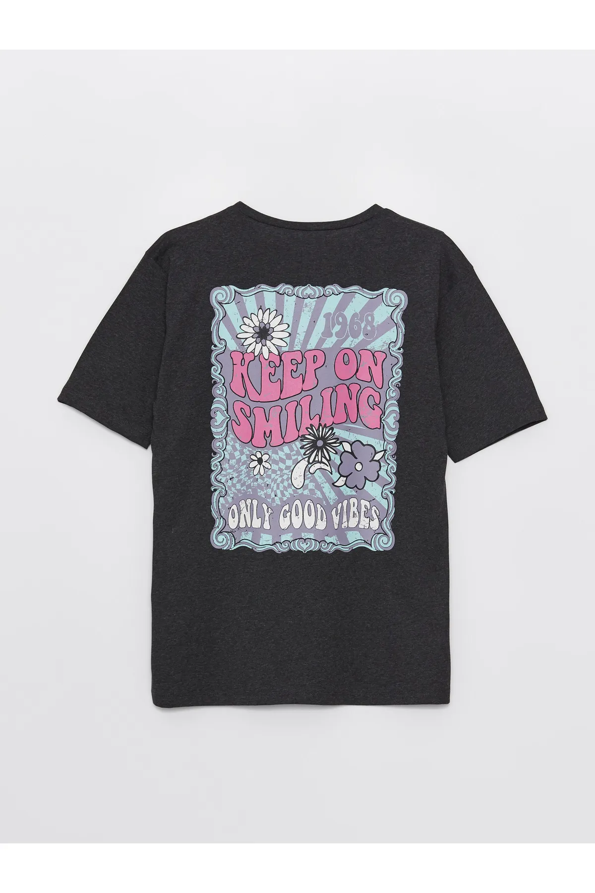 LC Waikiki  Bedrucktes, kurzärmliges Oversize-Damen-T-Shirt mit Rundhalsausschnitt