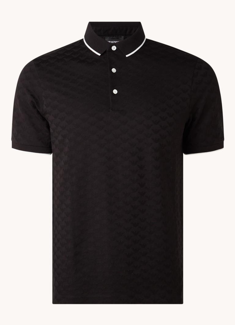 Emporio Armani Essential regulāras piegriezuma polo krekls ar adītu rakstu un logotipu