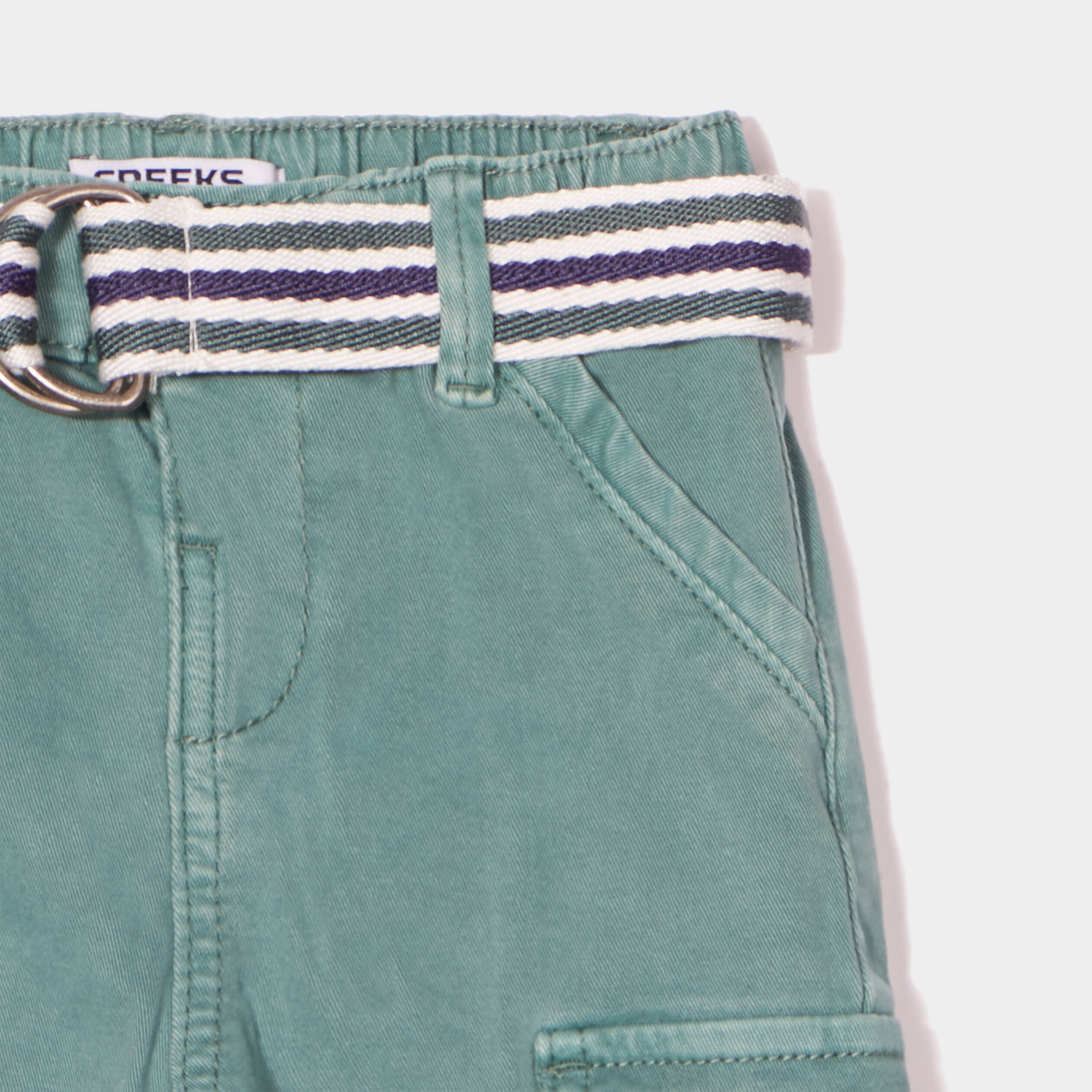 Pantalon cargo ceinturé Creeks vert canard bébé garçon | La Halle