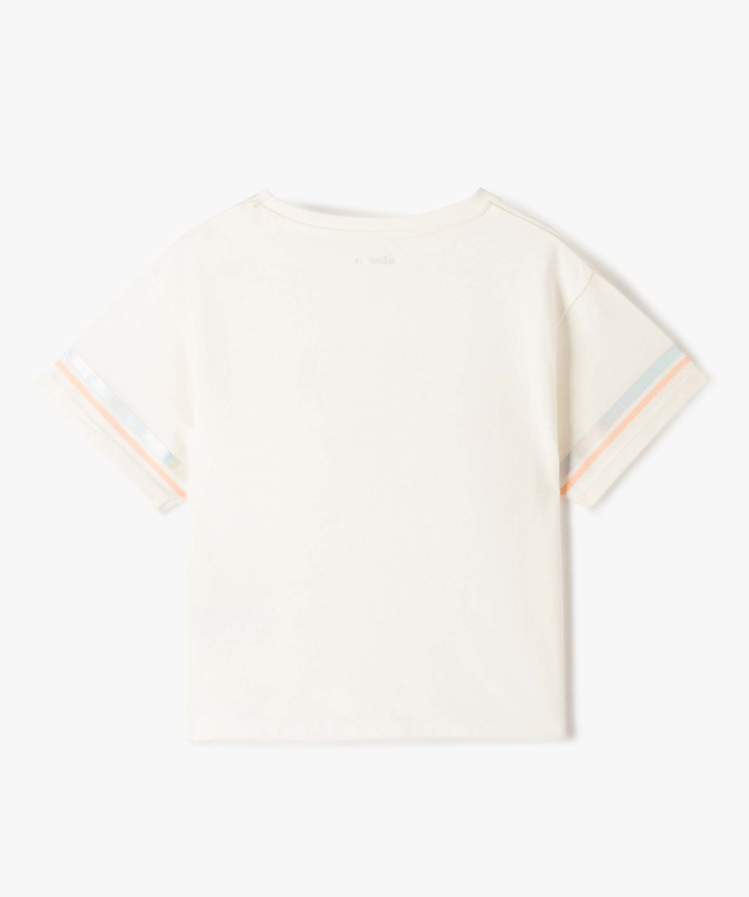 Tee-shirt fille oversize à manches courtes et motif irisé ecru | GEMO