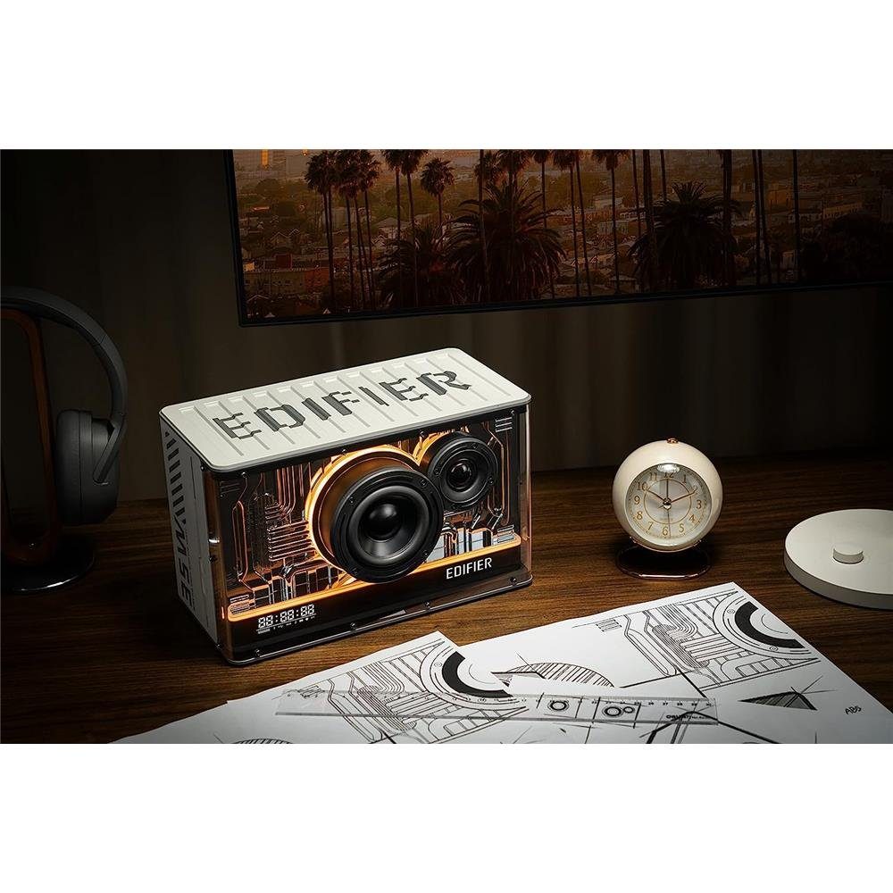 Edifier® QD35 Bluetooth-Lautsprechersystem Weiß Lautsprechersystem (Bluetooth, 40 W, mit RGB-Lichteffekten und zwei Ladeanschlüssen)