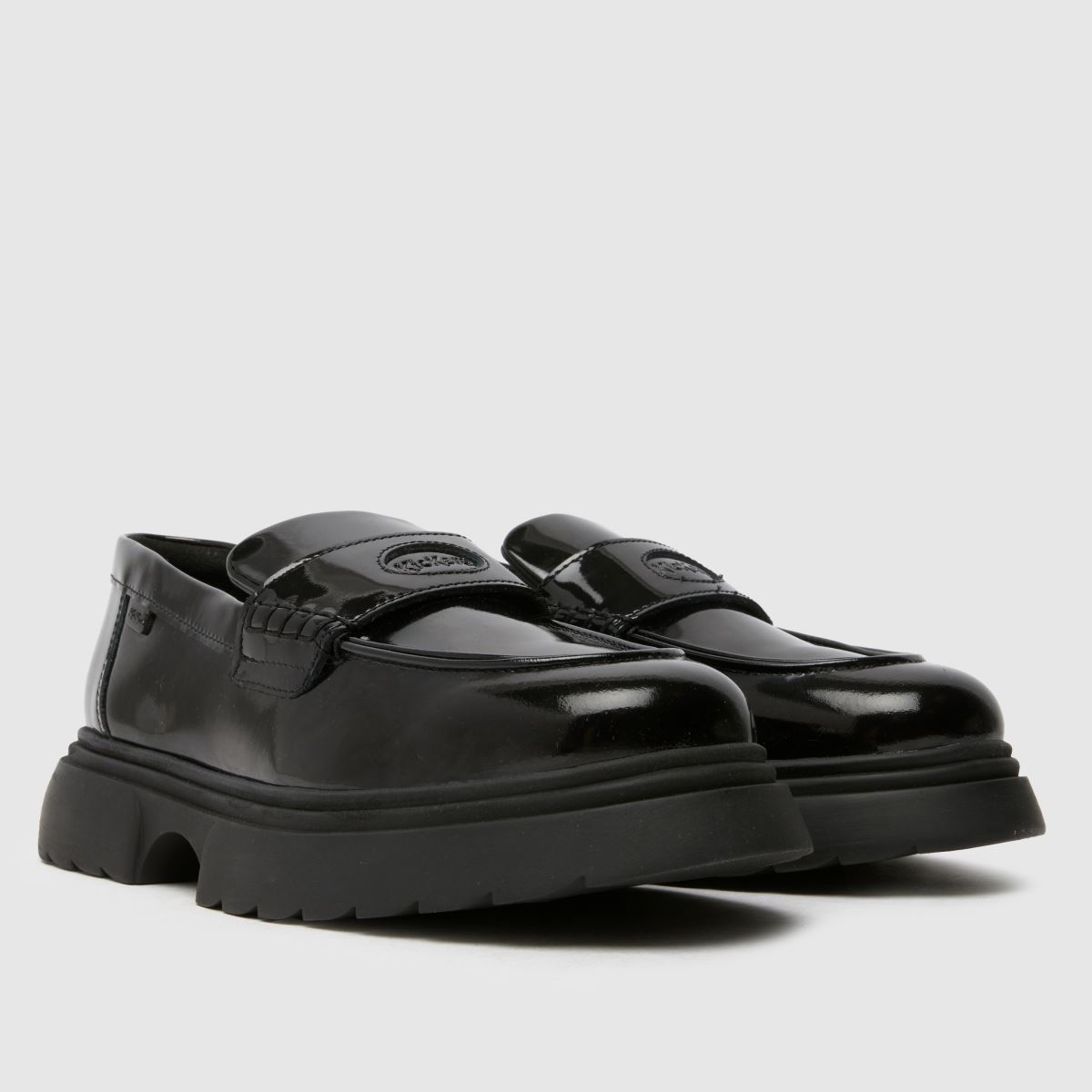 Kickers svarta Kenzi loafers för flickor och ungdomar