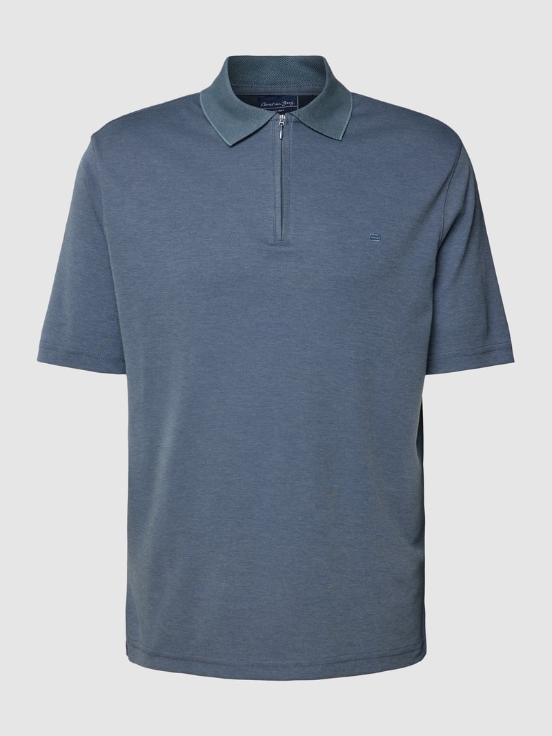 Poloshirt mit Reißverschluss in rauchblau