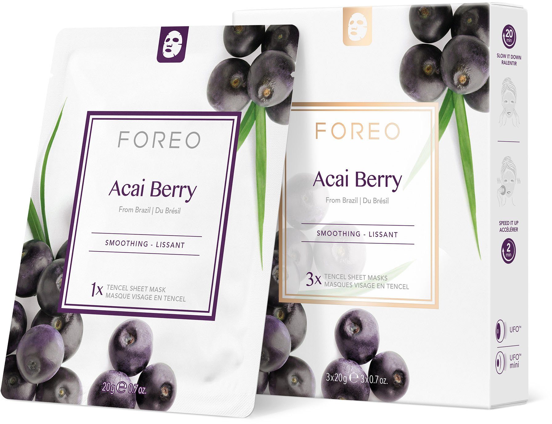 FOREO Gesichtsmaske Farm To Face Collection Sheet Masks Acai Berry, 3-tlg.