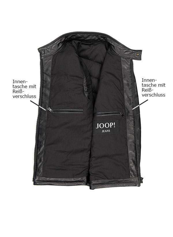 JOOP!, Lederjacke Stepo, Lammnappa wattiert, schwarz