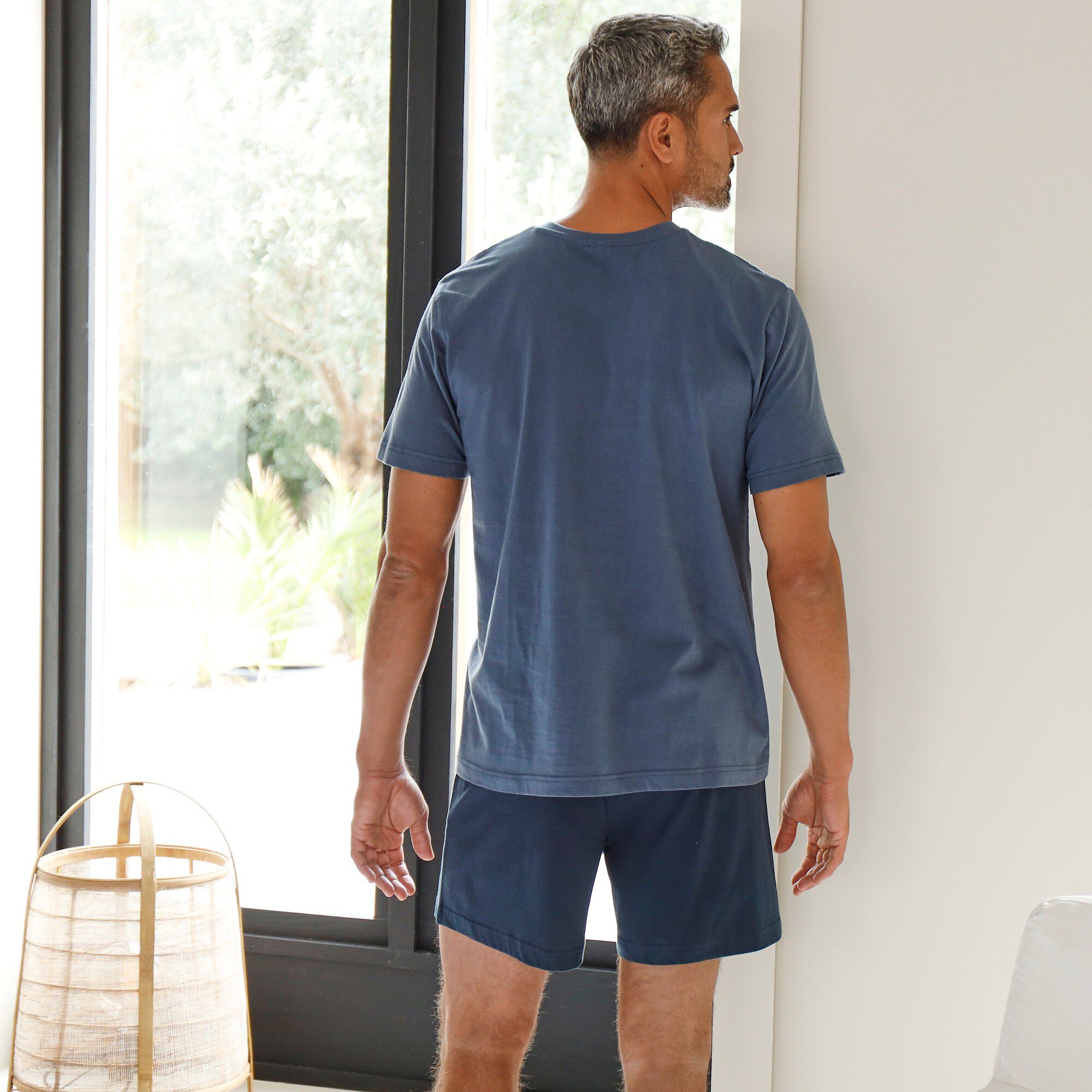 Pyjama short col V coton adouci
