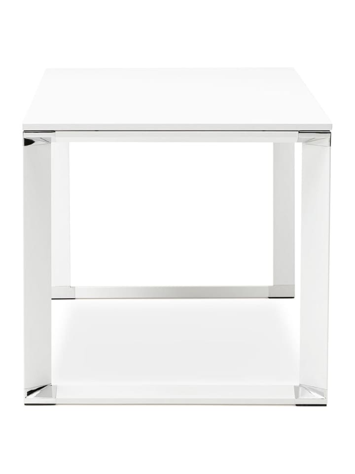 KADIMA DESIGN Schreibtisch 160x80 cm ergonomisch gerade Form, Melaminholz & Metall in Weiß günstig kaufen