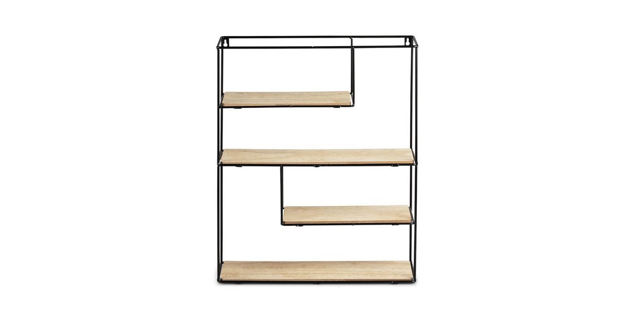 Lifa Living Wandregal Bilbao aus Holz und Metall, 55 x 45 x 11 cm