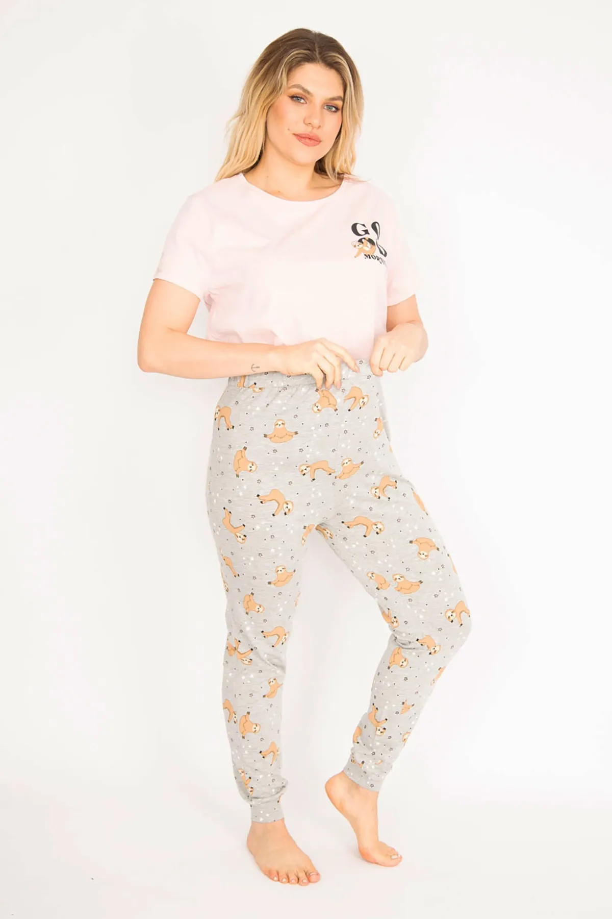 Şans  Damen-Pyjama-Set, groß, bunt, Umstandshose, Bluse, 65n35198