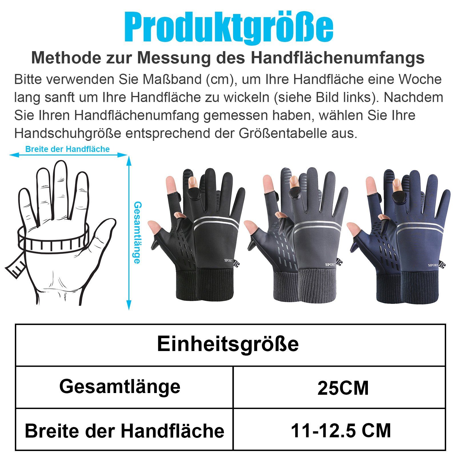 BTTO Angelhandschuhe Angelhandschuhe Wasserdichte Handschuhe Herren Winter Warme Touchscreen Handschuhe