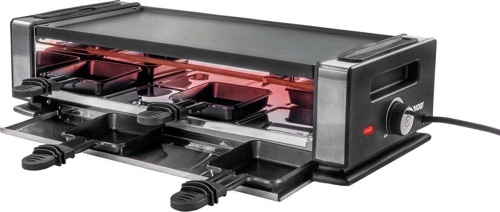 Unold Raclette Delice Basic 48760, 8 Raclettepfännchen, 1200 W