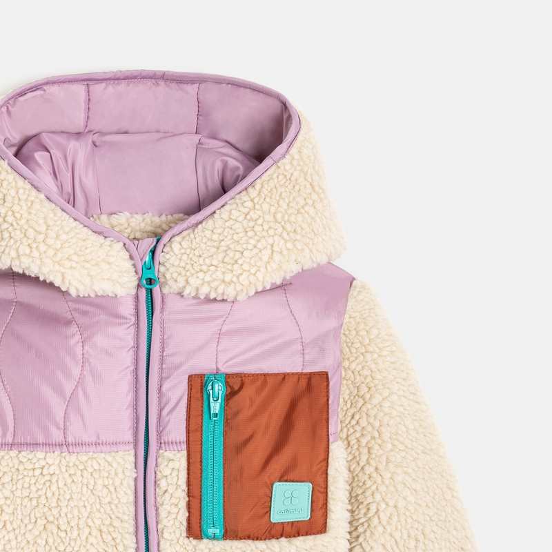 Veste sherpa fille zippée à capuche blanc Catimini