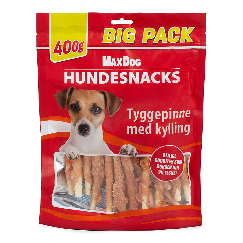 MaxDog Tyggepinner 400 g m/kylling, MaxDog