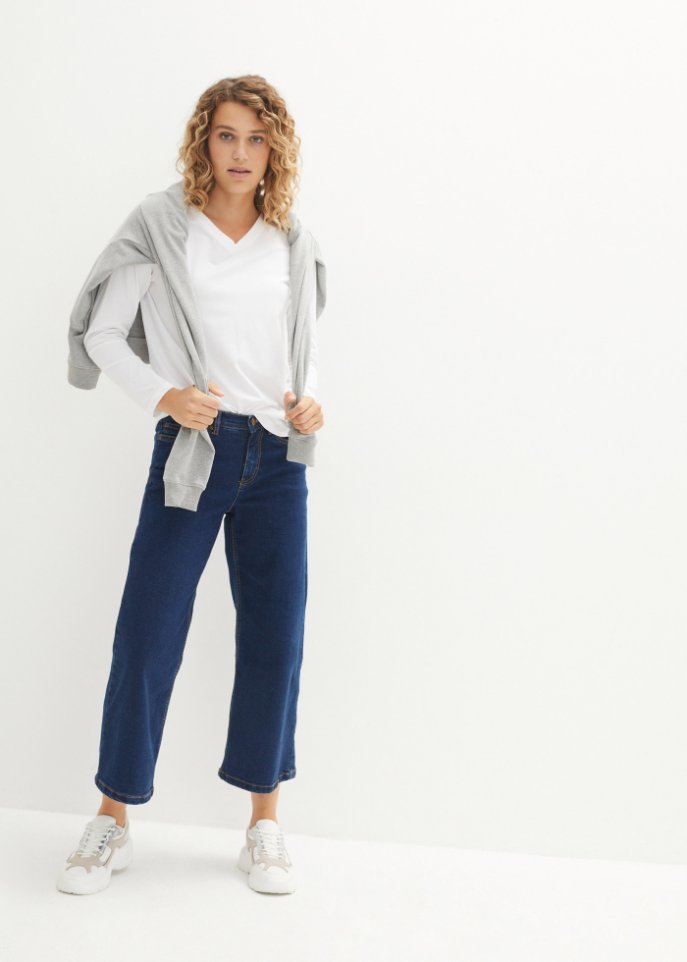 Essential Langarmshirt mit V-Ausschnitt, seamless