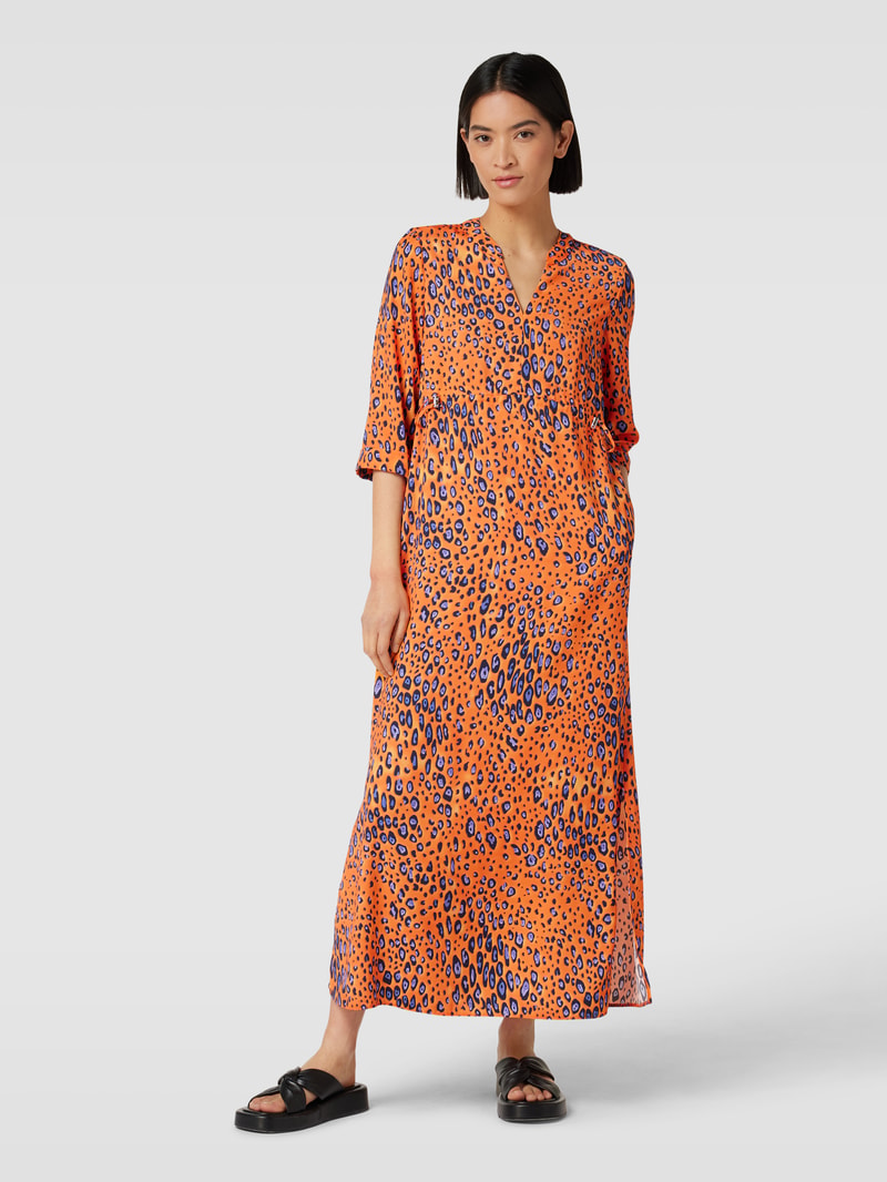 Maxikleid mit Allover-Muster in orange
