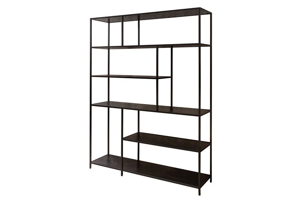 riess-ambiente Bücherregal SLIM LINE 185x135cm schwarz, Einzelartikel 1-tlg., Wohnzimmer · Holzwerkstoff · Metall · mit Ablage · Industrial