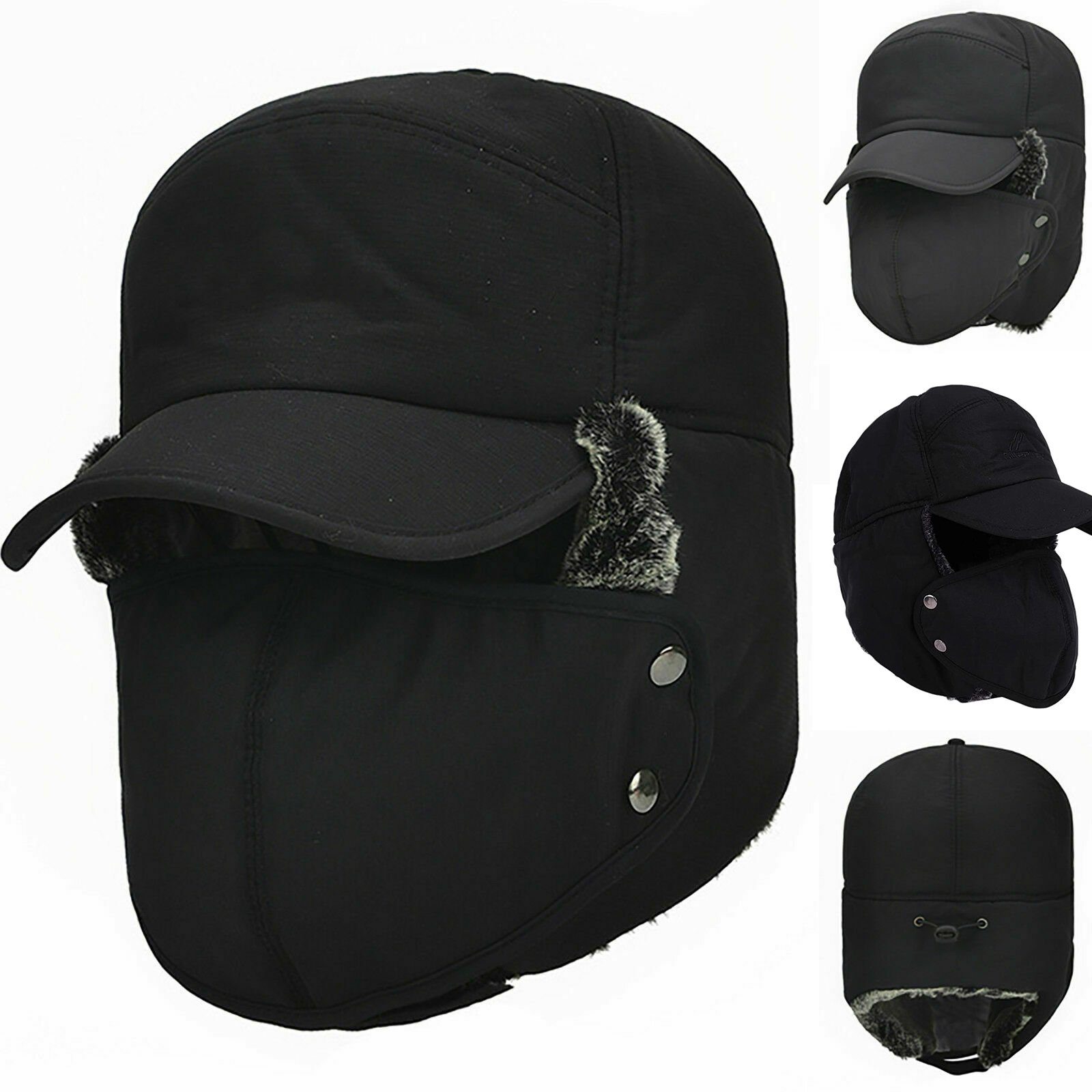 Bedee Skimütze Winddicht Warm Wintermütze mit Ohrenklappen Fliegermützen für Herren (Schwarz Wintermütze, 1-St., Herren Winter Schirmmütze Mütze Fahrrad Mütze) Herren Winter Cap für Skaten Snowboarden Radfahren