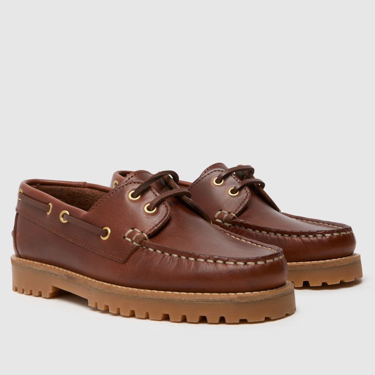 Schuh Laith – Bruna, platta båtskor i läder