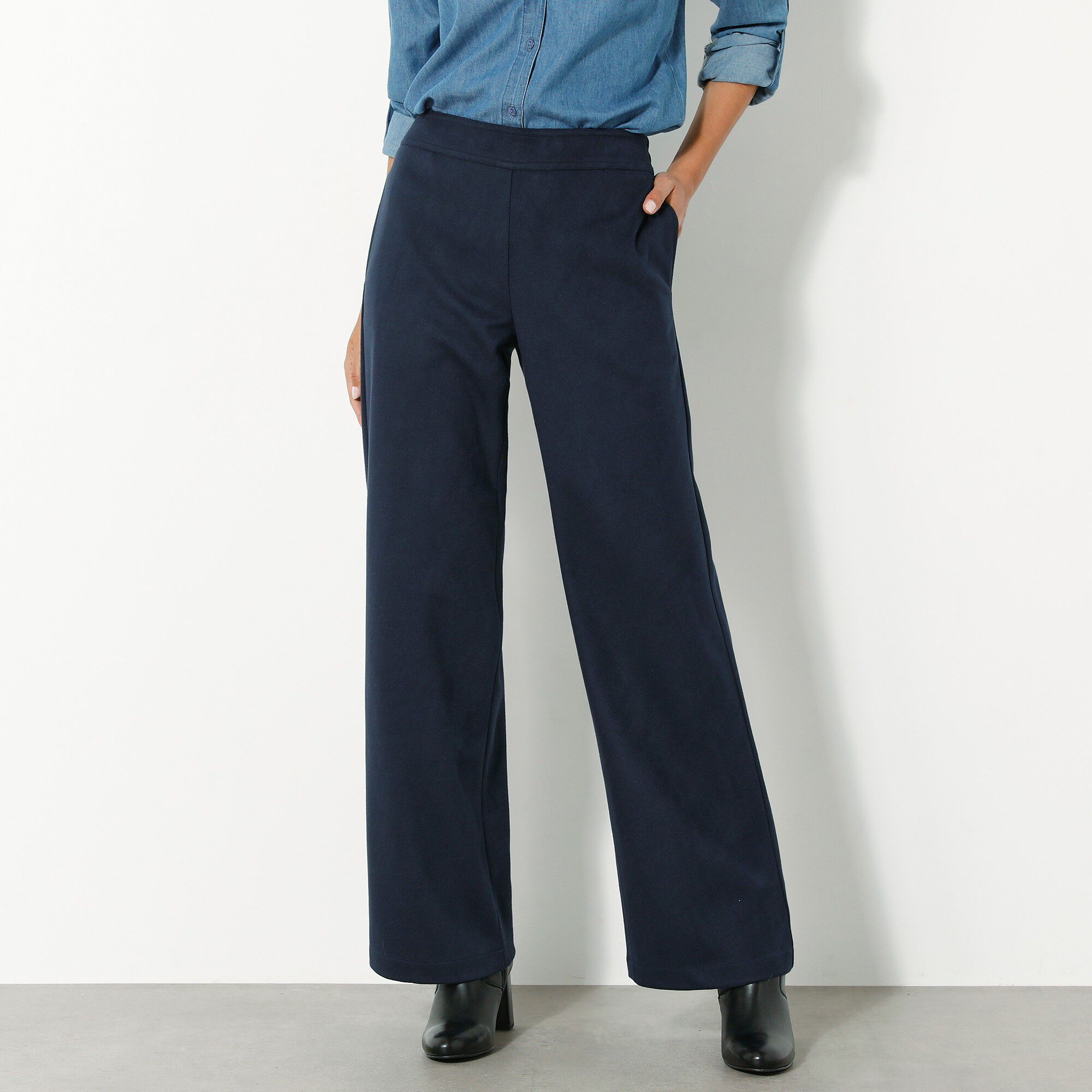 Pantalon large chaud, aspect lainage