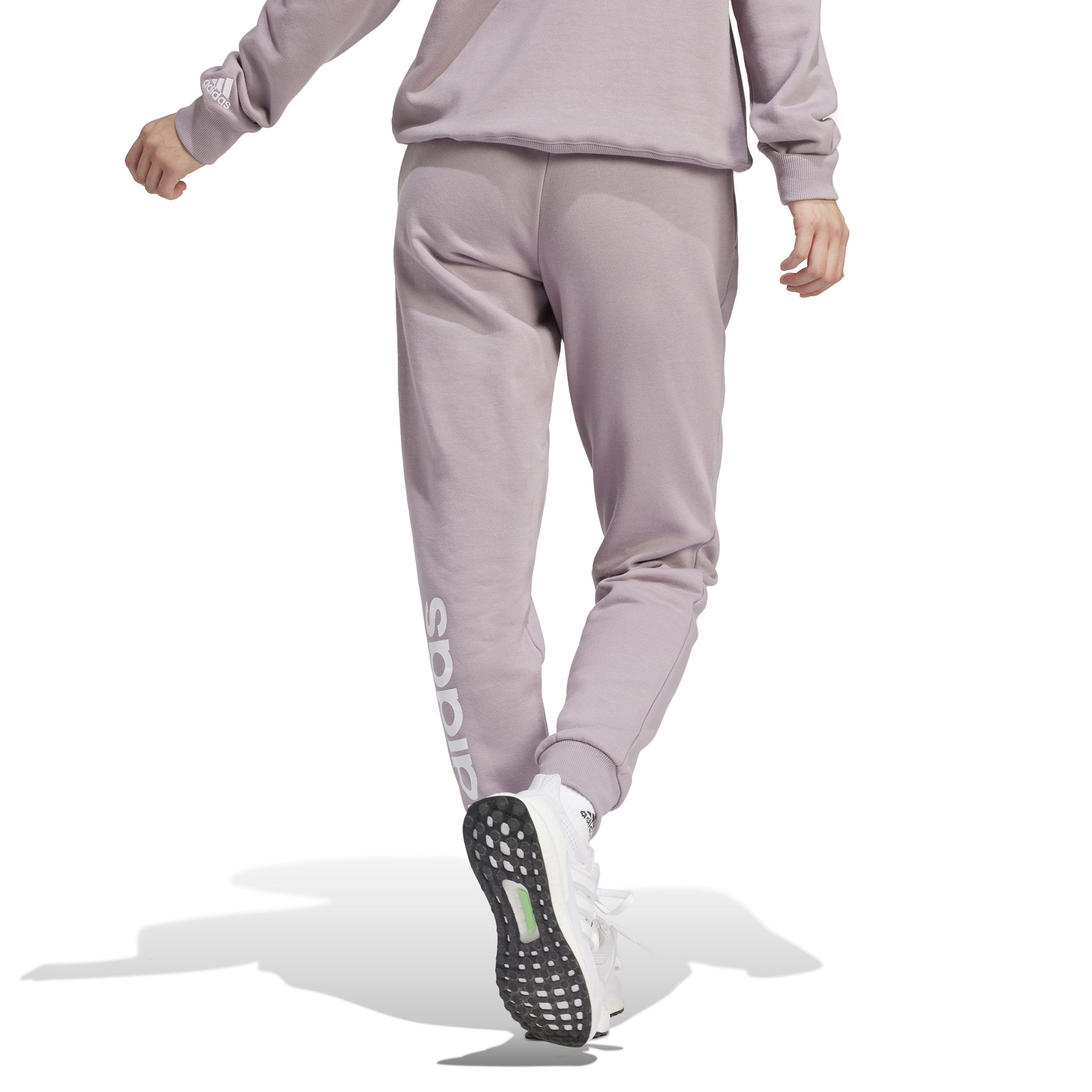 Linear French Terry Trainingshose Damen - Flieder, Weiß