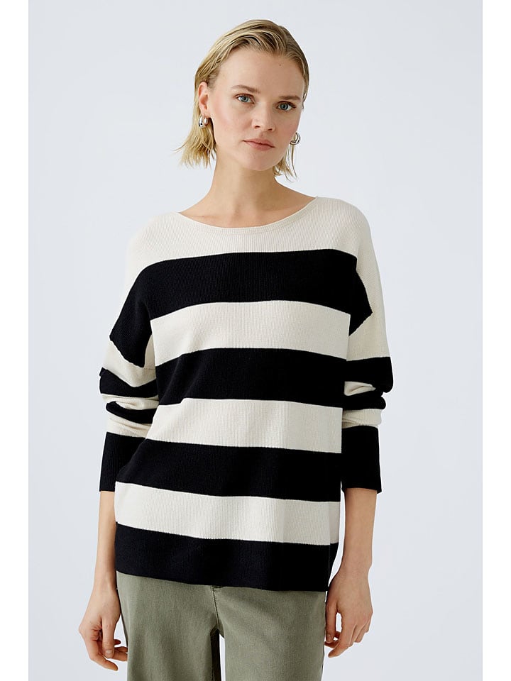 Oui Pullover in Weiß/ Schwarz günstig kaufen