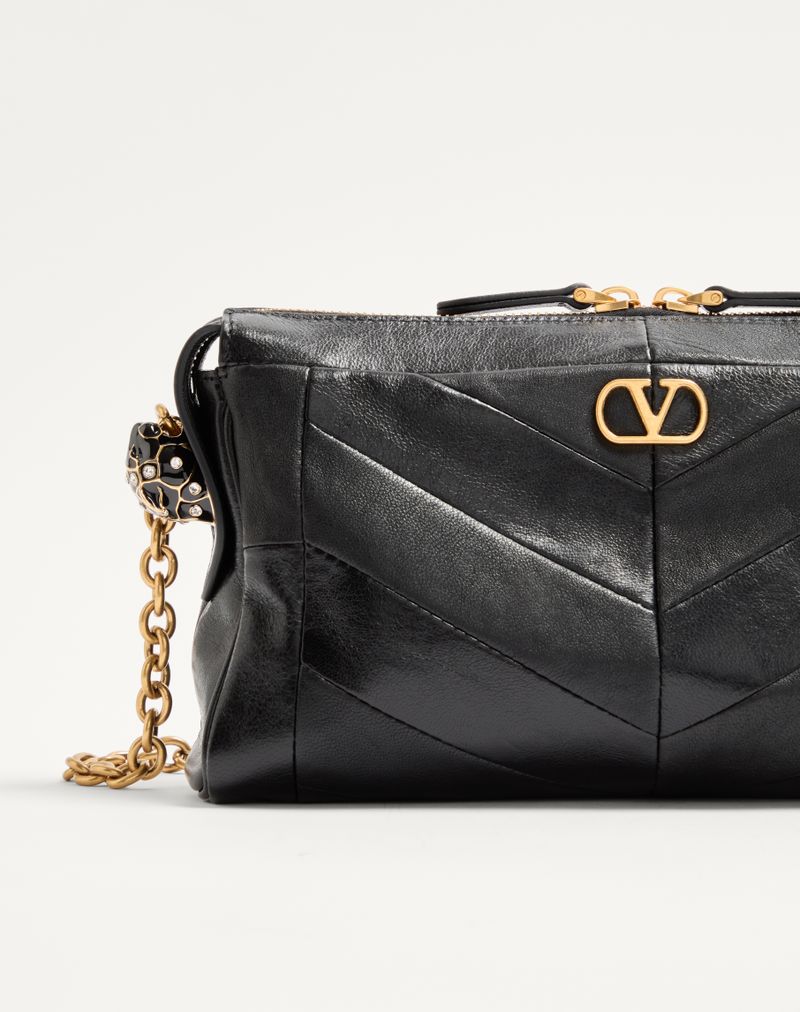 Bolsa de ombro pequena Valentino Garavani Panthea em napa com estampa chevron