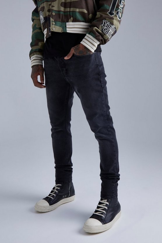Skinny Stretch Jeans mit PU-Tasche