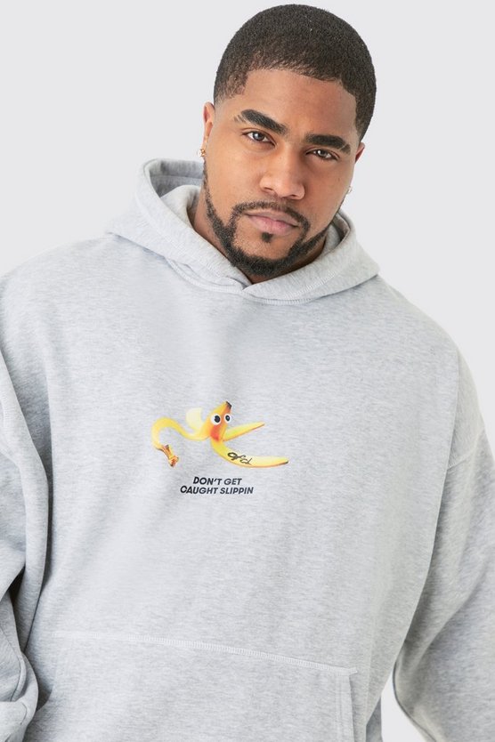 Plus kastiger Oversize Hoodie mit Print