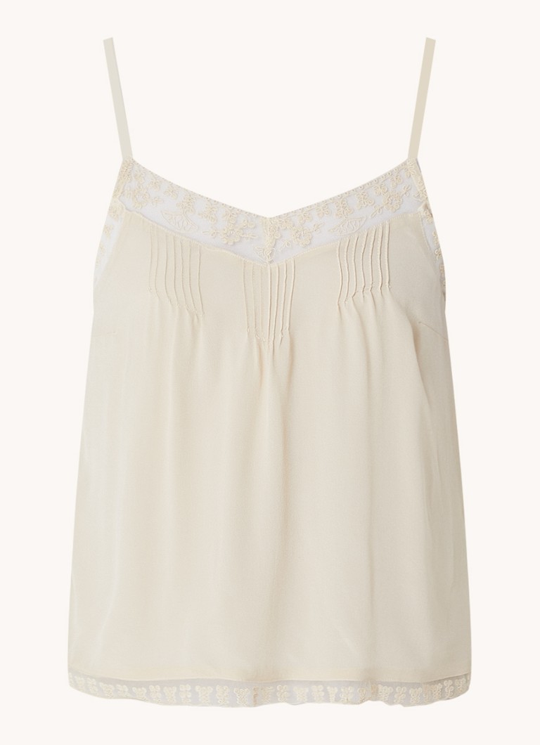 Gerard Darel Clara zīda spageti tops ar mežģīnēm