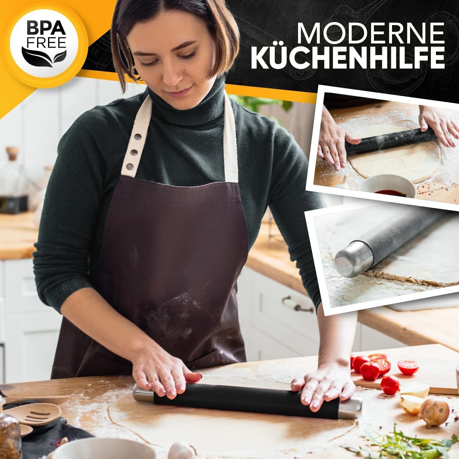 Loco Bird Teigroller aus BPA freiem Silikon Silikon, (Teigrolle mit Antihaftbeschichtung, Nudelholz Silikon ohne Griffe), Backzubehör für Fondant Roller, Pizza, Kuchen, Nudelteig und Mürbeteig