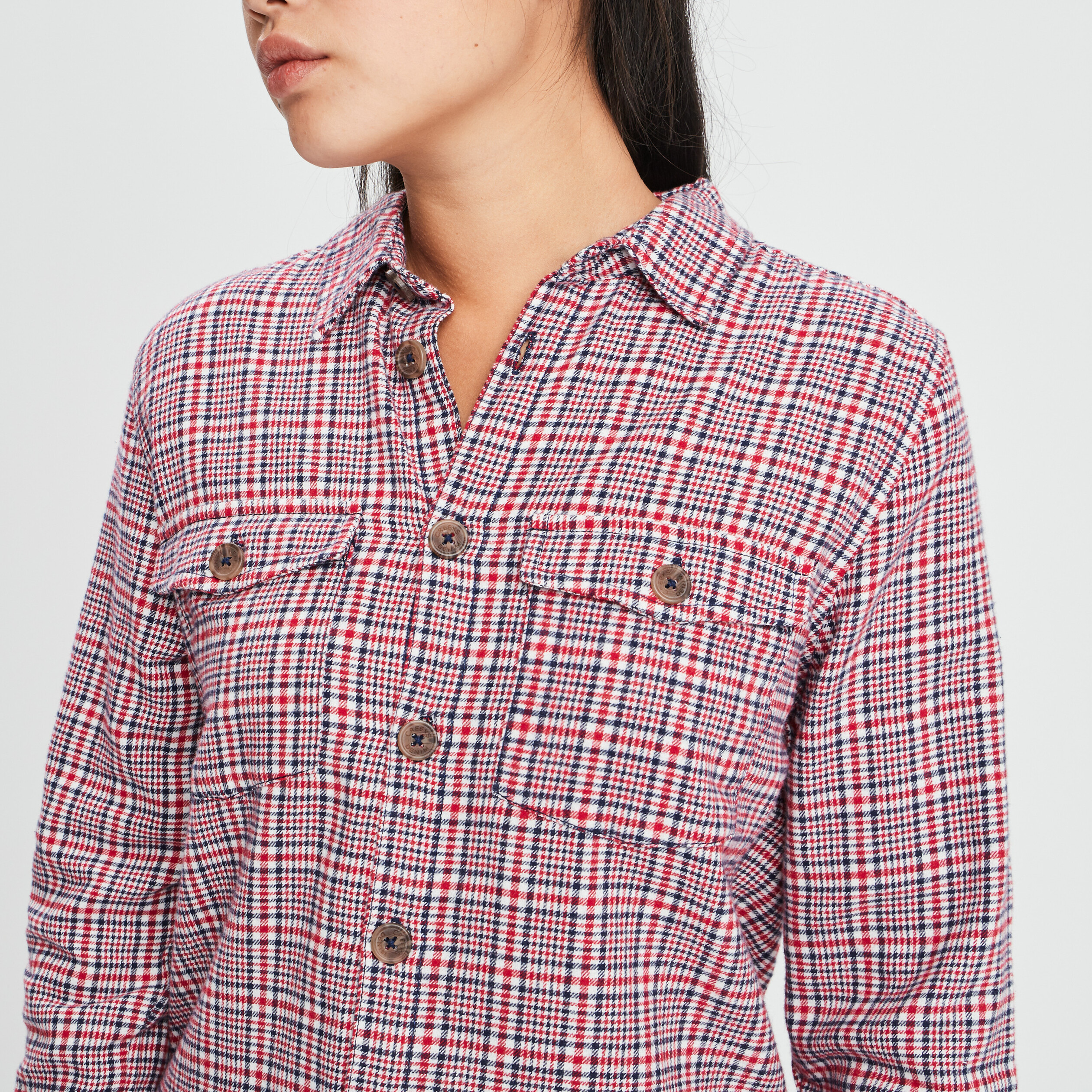 Chemise manches longues Creeks rouge femme | La Halle