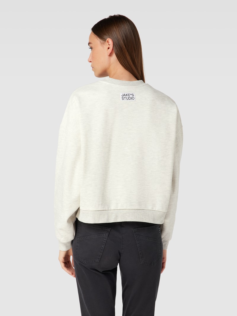 Sweatshirt mit Rundhalsausschnitt und überschnittenen Schultern in hellgrau meliert