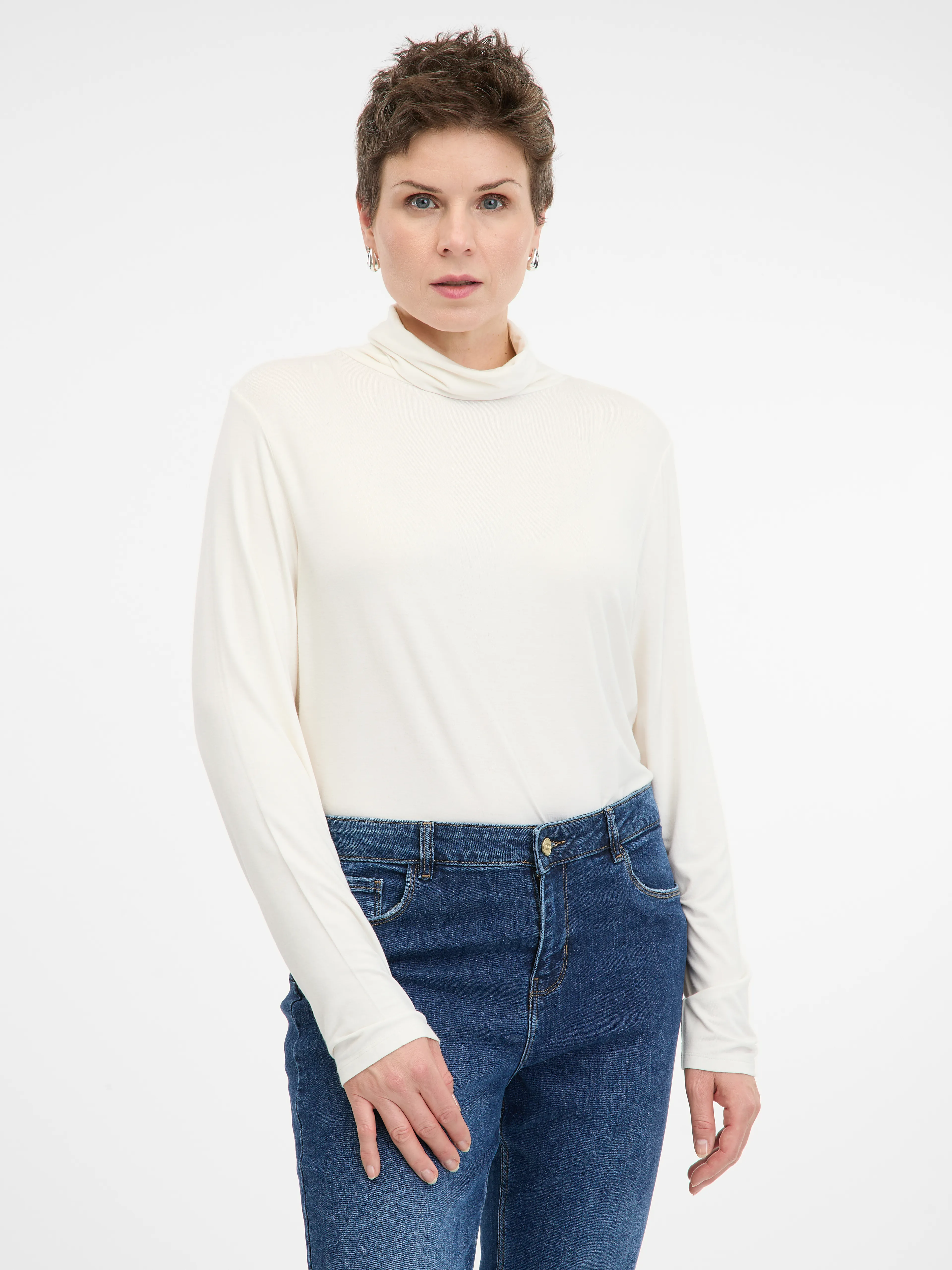 Cremefarbenes Damen-Langarm-T-Shirt ORSAY