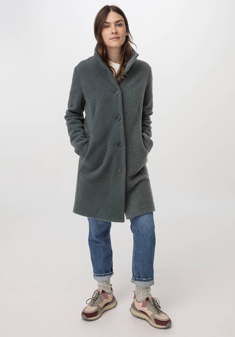 Wollfleece Mantel aus reiner Bio-Merinowolle