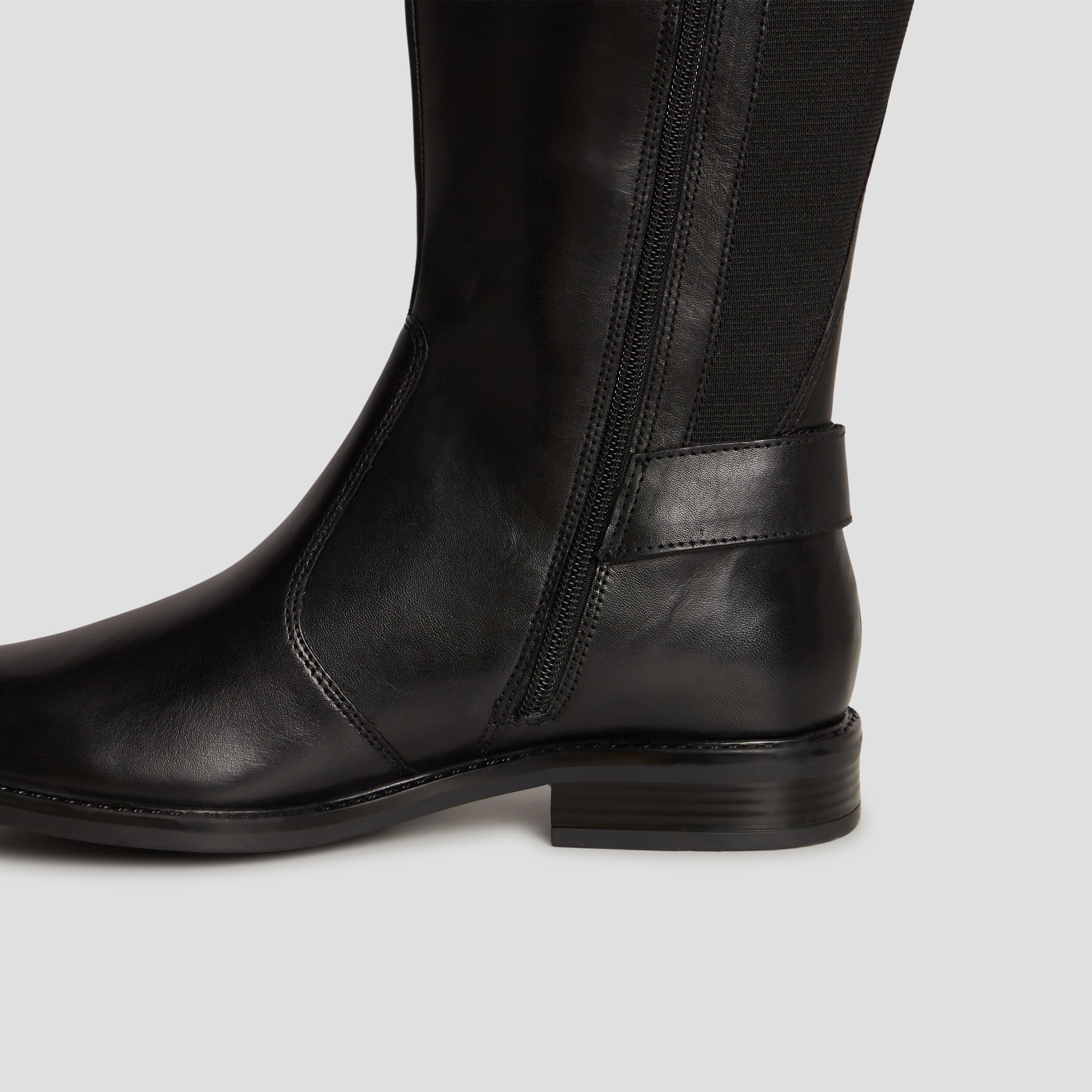 Bottes cavalières avec boucles en cuir noir femme | La Halle