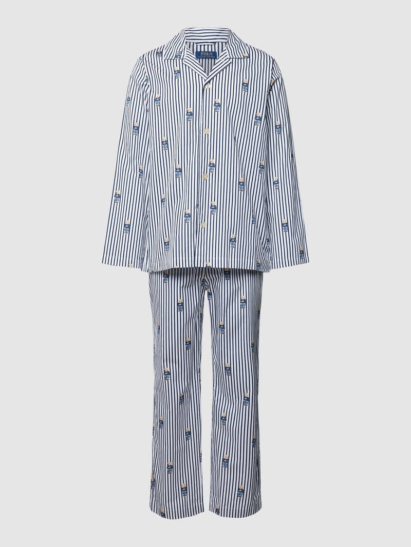 Pyjama mit Allover-Muster Modell 'BAE' in dunkelblau